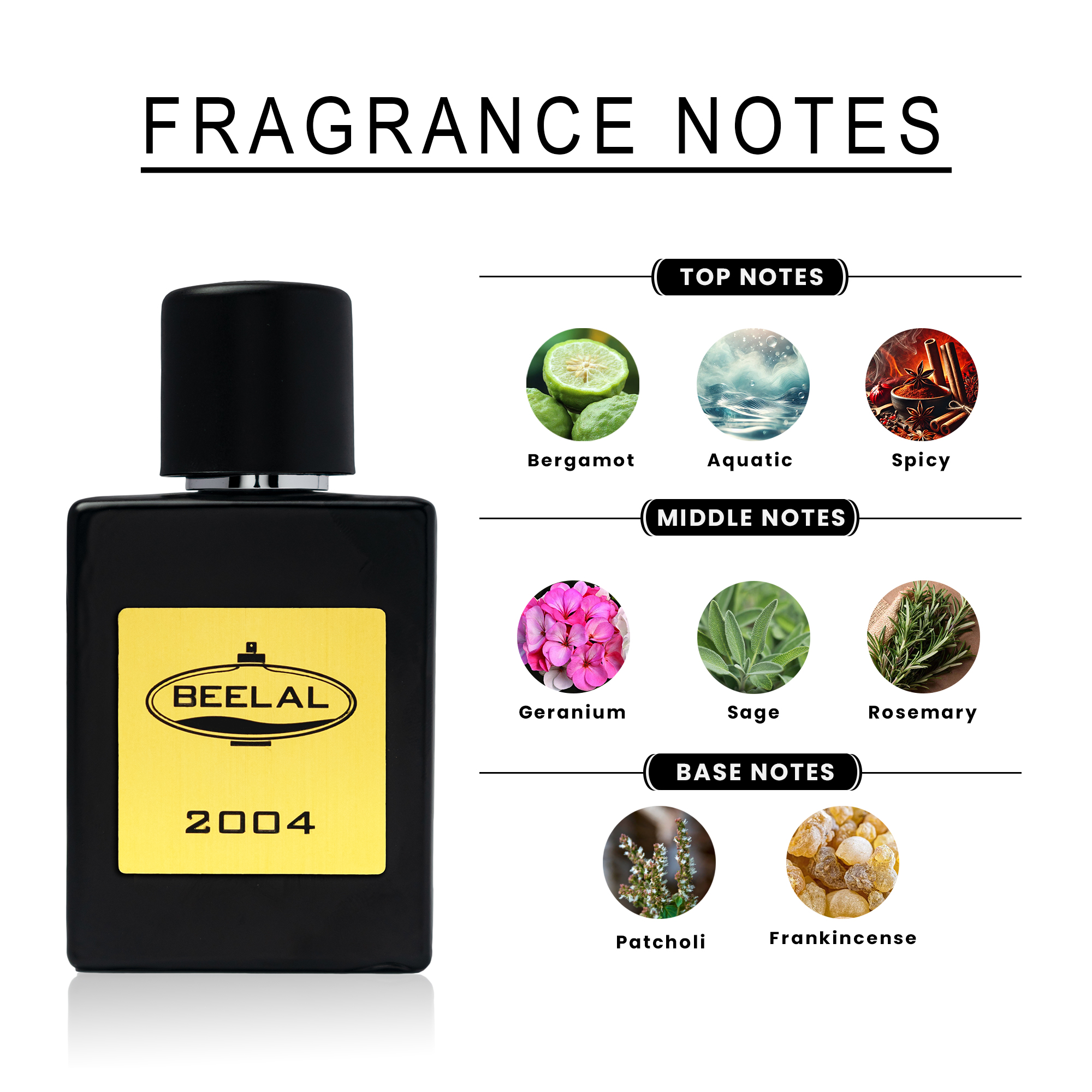 BEELAL PERFUMES 2004 Perfume for Men & Women | French Extrait De Parfum | Bergmot, Aquatic, Spicy & Rosemary Patchouli Fragrance Notes | Long-Lasting Fragrance | Ideal Gift for Him & Her | 50ML Alcohol Free