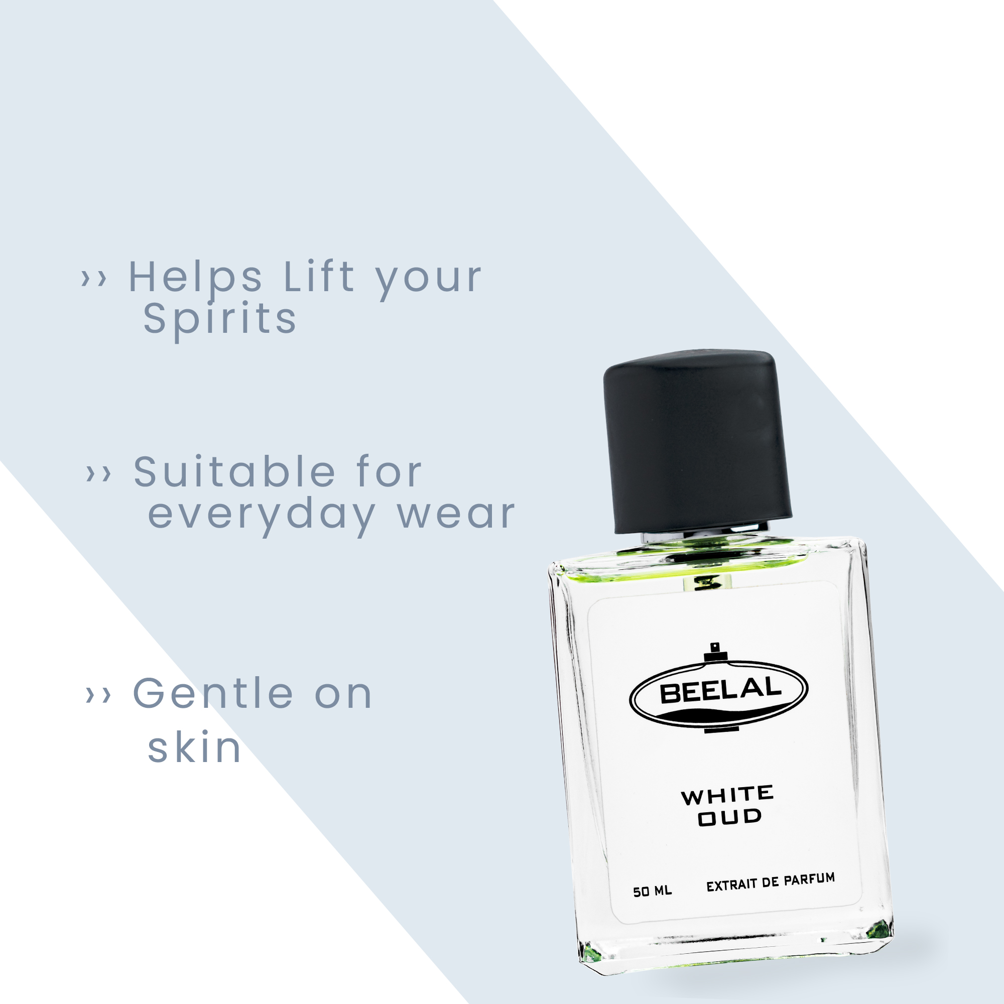BEELAL PERFUMES White Oud Perfume Strong Masculine Woody Oudh Fragrance For Men | Long Lasting Extrait De Parfum | A Blend of Delicate Oudh & Fresh Florals | 50ML Alcohol Free